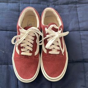 Maroon suede toed vans